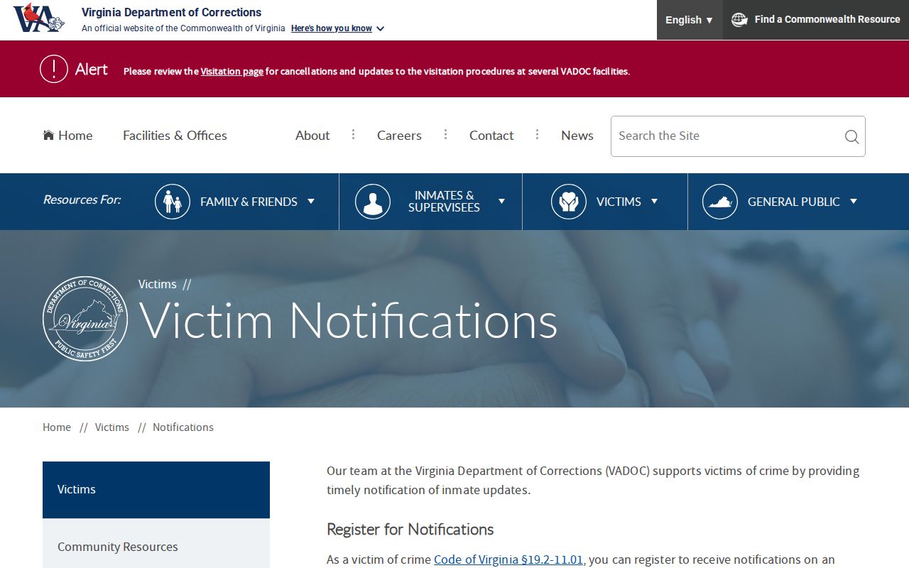 Bland County release notification split between VINE and VADOC NAAVI